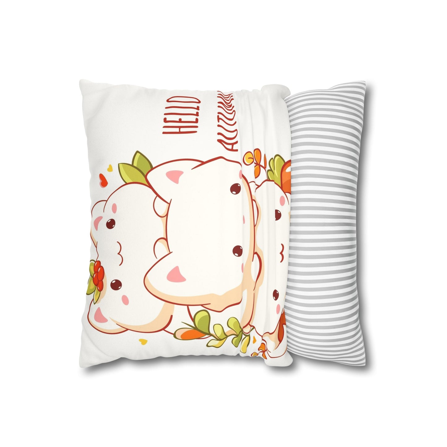 Autumn Stacked Kitties | Faux Suede Square Pillowcase
