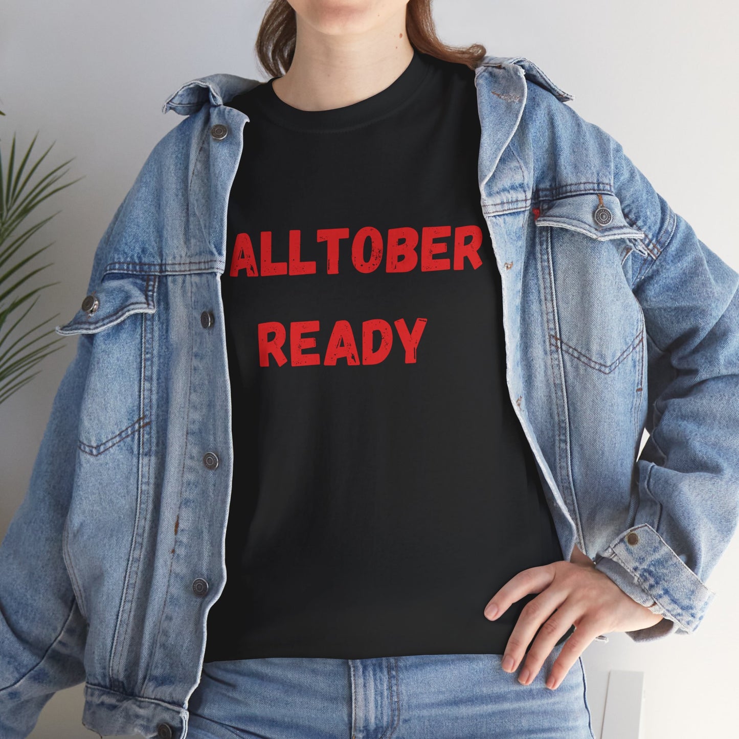 Fall-Themed Unisex Heavy Cotton Tee - Falltober Ready T-Shirt, Autumn Apparel, Halloween Costume Top, Cute Fall Outfit, Cozy Fall Vibes